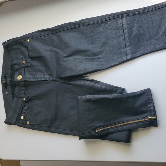7 for all mankind jeans women's size 00 size 24 black zippered ankle wax… - Picture 6 of 16
